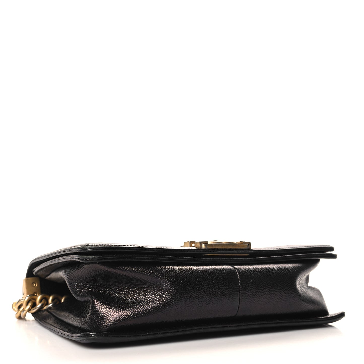 Metallic Caviar Chevron Quilted Medium Boy Flap Black