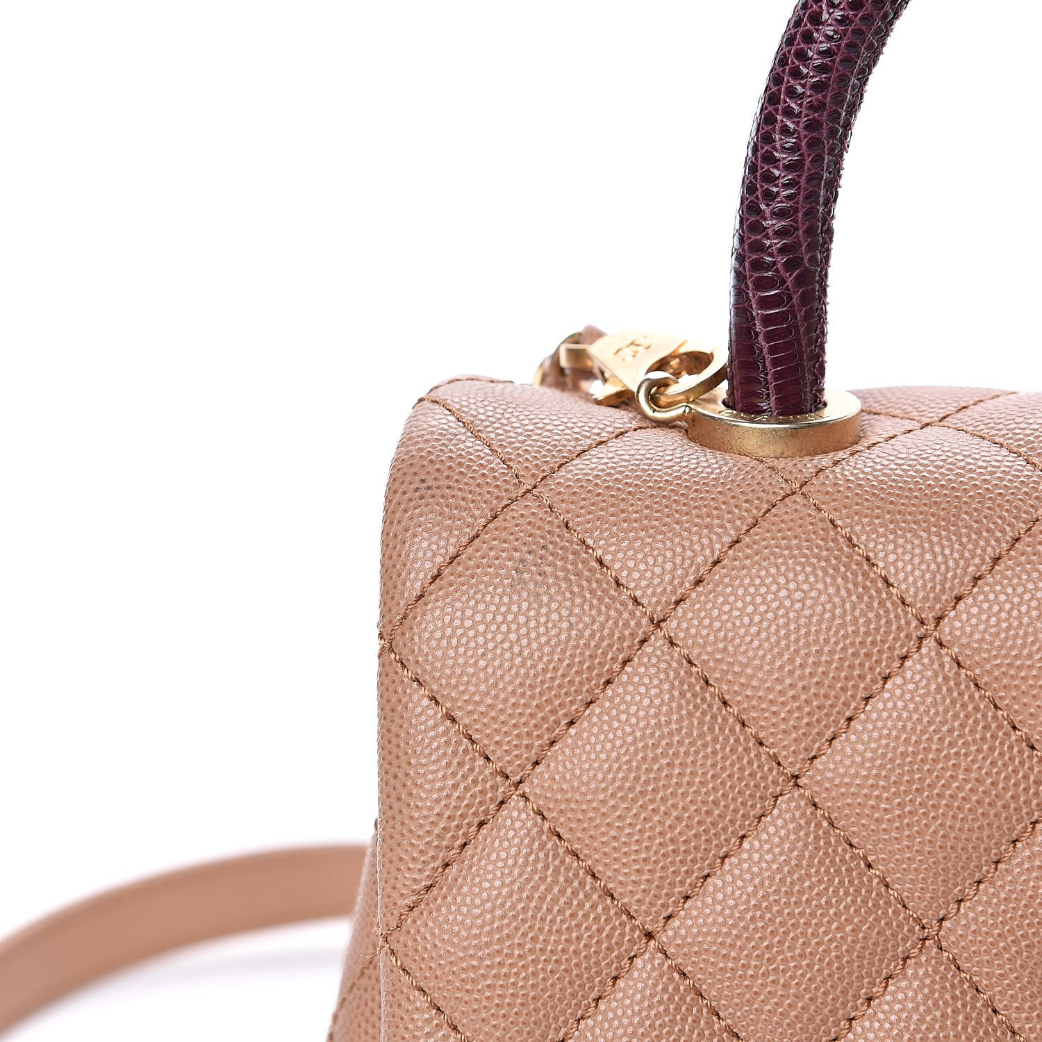 Chanel Caviar Lizard Quilted Mini Coco Handle Flap Beige 10 of 14
