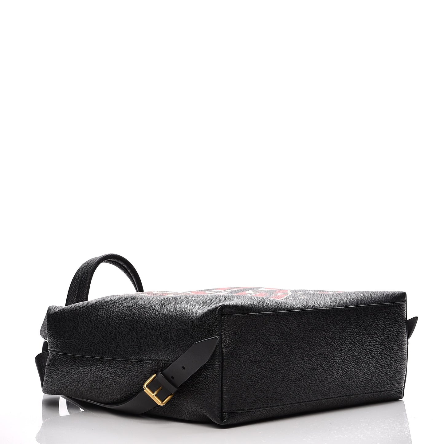 Calfskin Kingsnake Print Drawstring Backpack Black