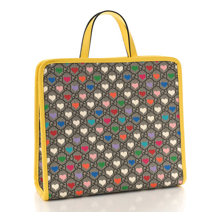 Gucci GG Supreme Monogram Hearts Childrens Tote Beige Ebony Multicolor Freesia 3 of 9