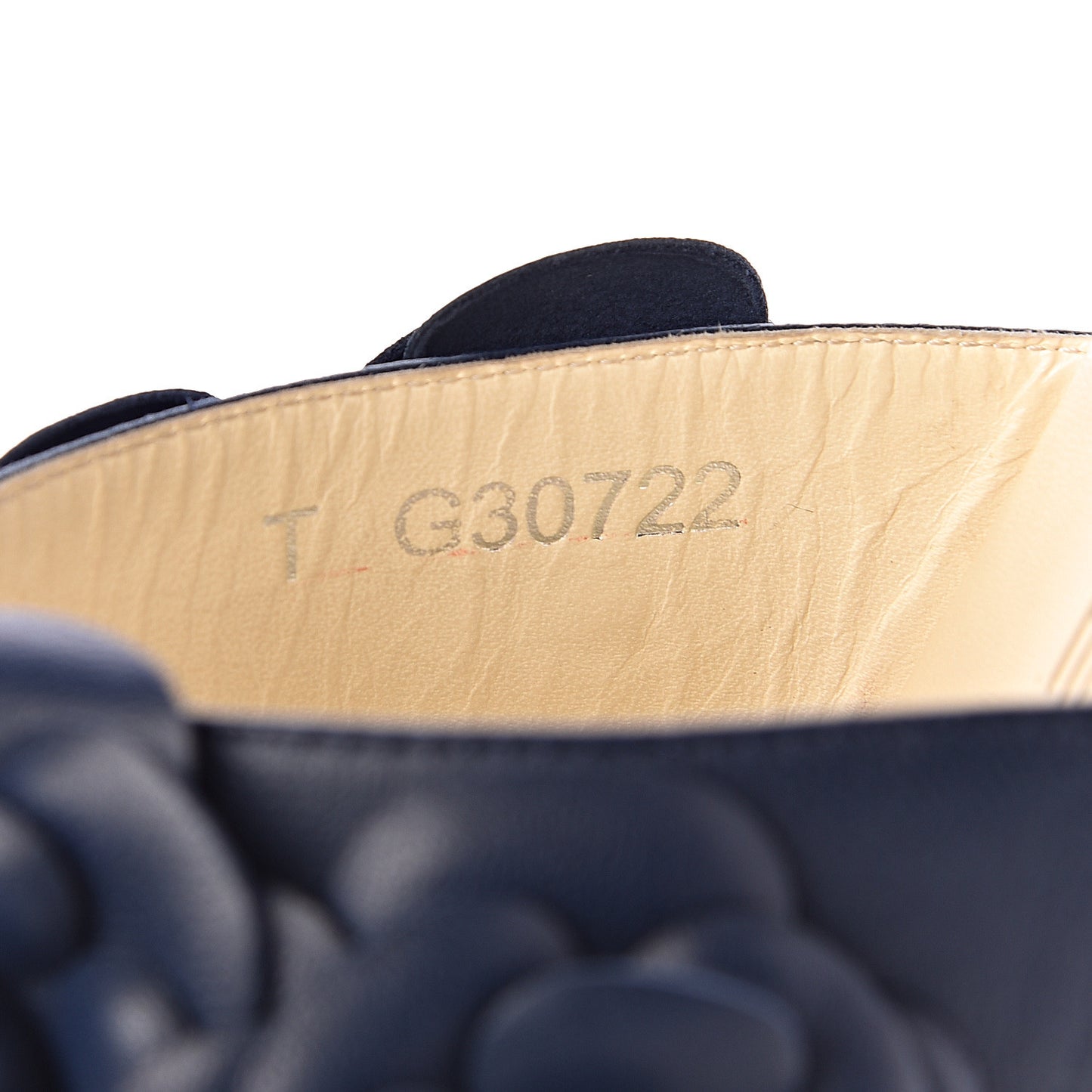 Lambskin Camellia Sandals 37 Navy Blue