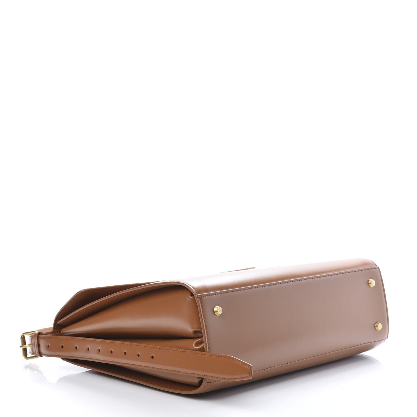 Shiny Box Calfskin Large Ghost Top Handle Bag Camel
