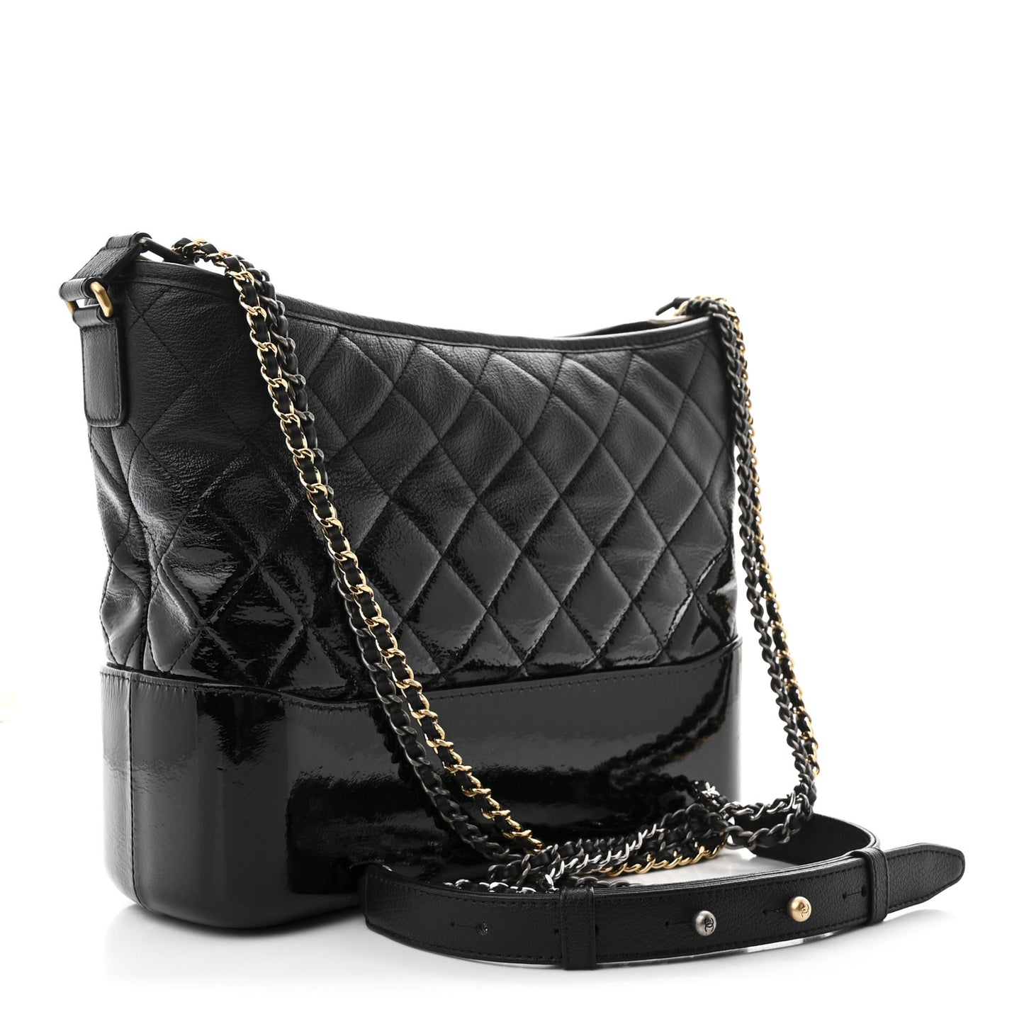 Aged Calfskin Quilted Medium Gabrielle Hobo Black