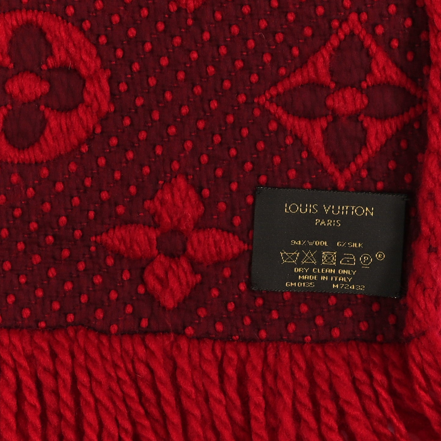 Wool Silk Logomania Scarf Rubis