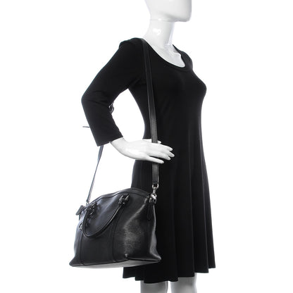 Gucci Pebbled Calfskin Medium GG Charm Dome Satchel Black 2 of 10