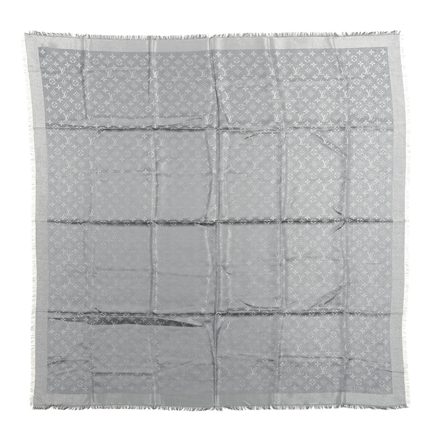 Louis Vuitton Silk Lurex Wool Monogram Shine Shawl Charcoal Grey 1 of 3