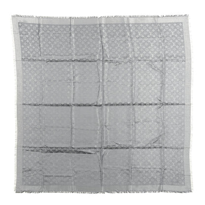 Louis Vuitton Silk Lurex Wool Monogram Shine Shawl Charcoal Grey 1 of 3