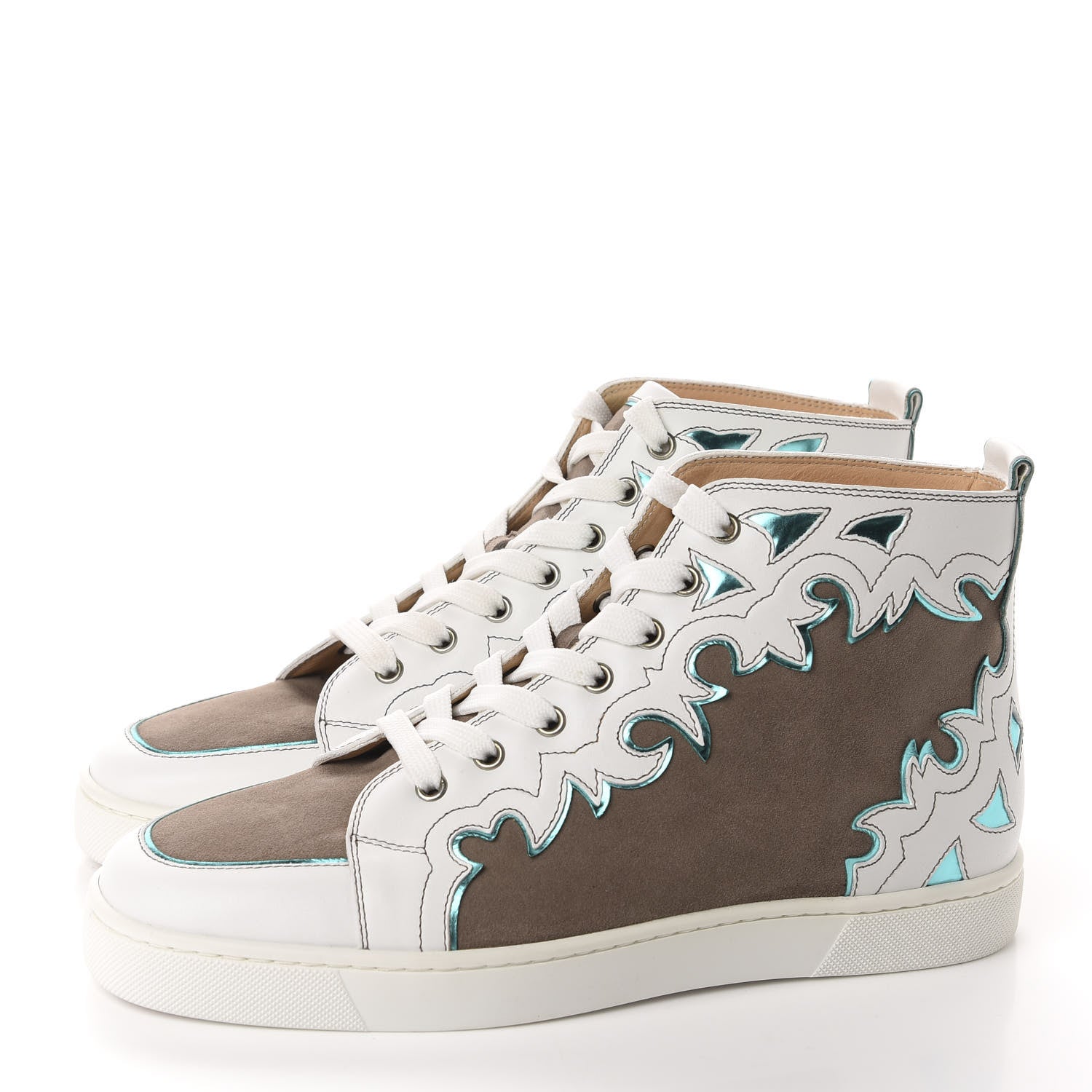 Christian Louboutin Calfskin Suede Mens Arizona High Top Flat Sneakers 42 Version Mastic 3 of 9