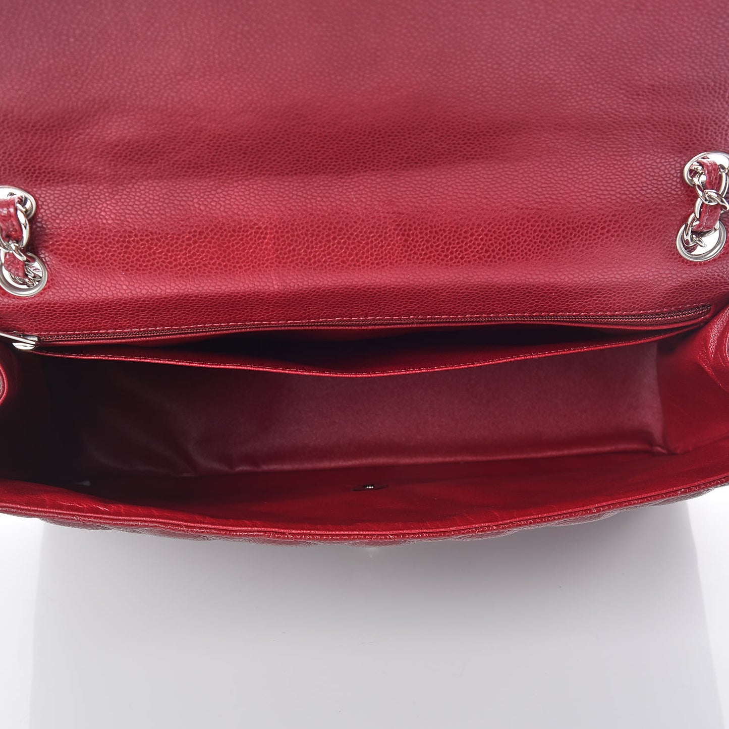 Caviar Quilted Maxi Single Flap Dark Red