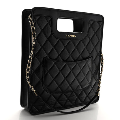 Chanel Aged Calfskin Small Charms Shopping Bag Black 3 of 10