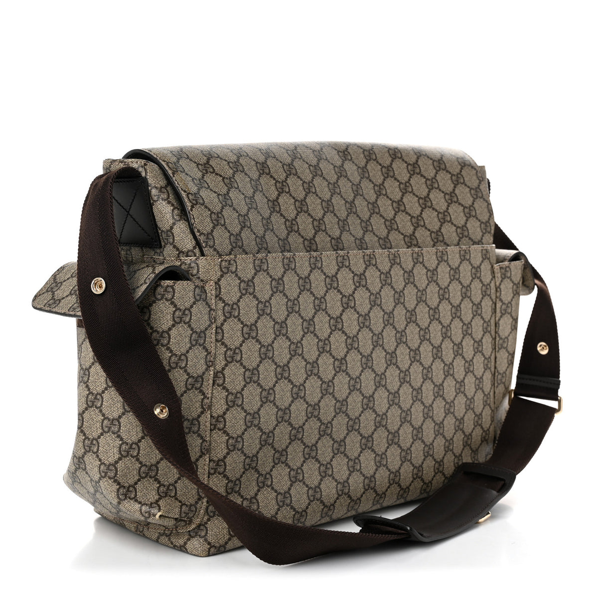 GG Plus Monogram Messenger Diaper Bag Dark Brown