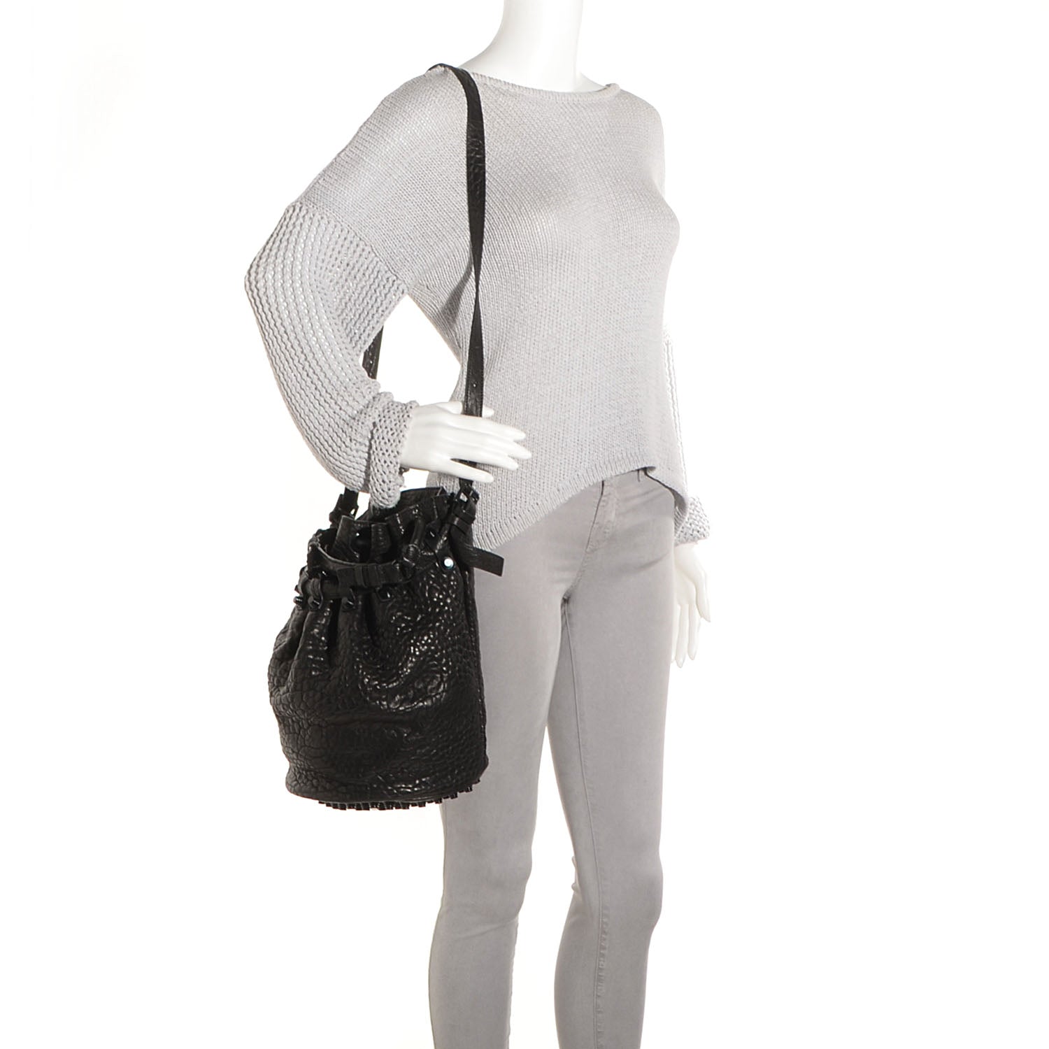 Alexander Wang Pebbled Lambskin Diego Bucket Bag Black w Black Hardware 2 of 7