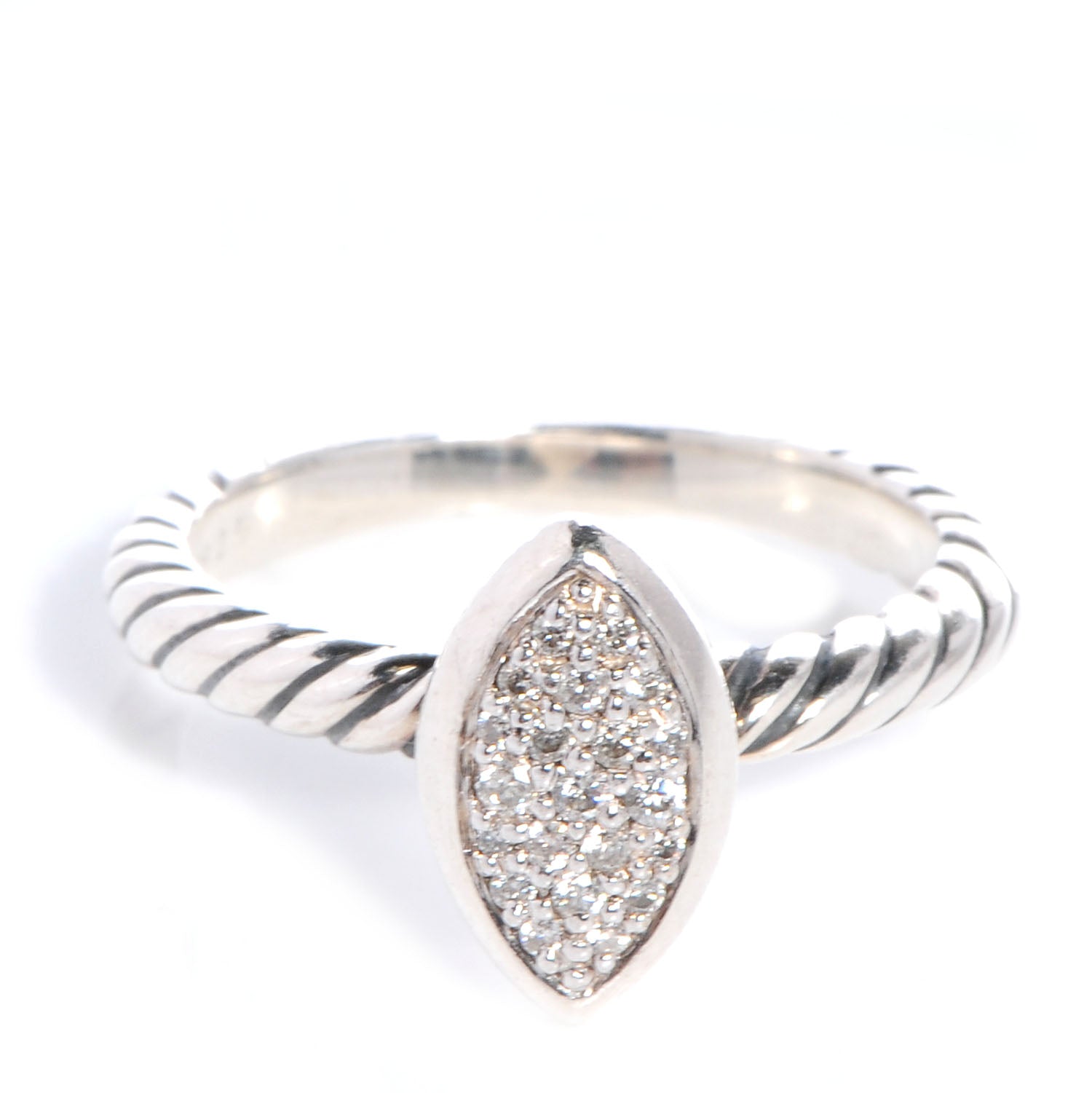 David Yurman Sterling Silver Diamond Marquise Ring 53 6.5 1 of 4