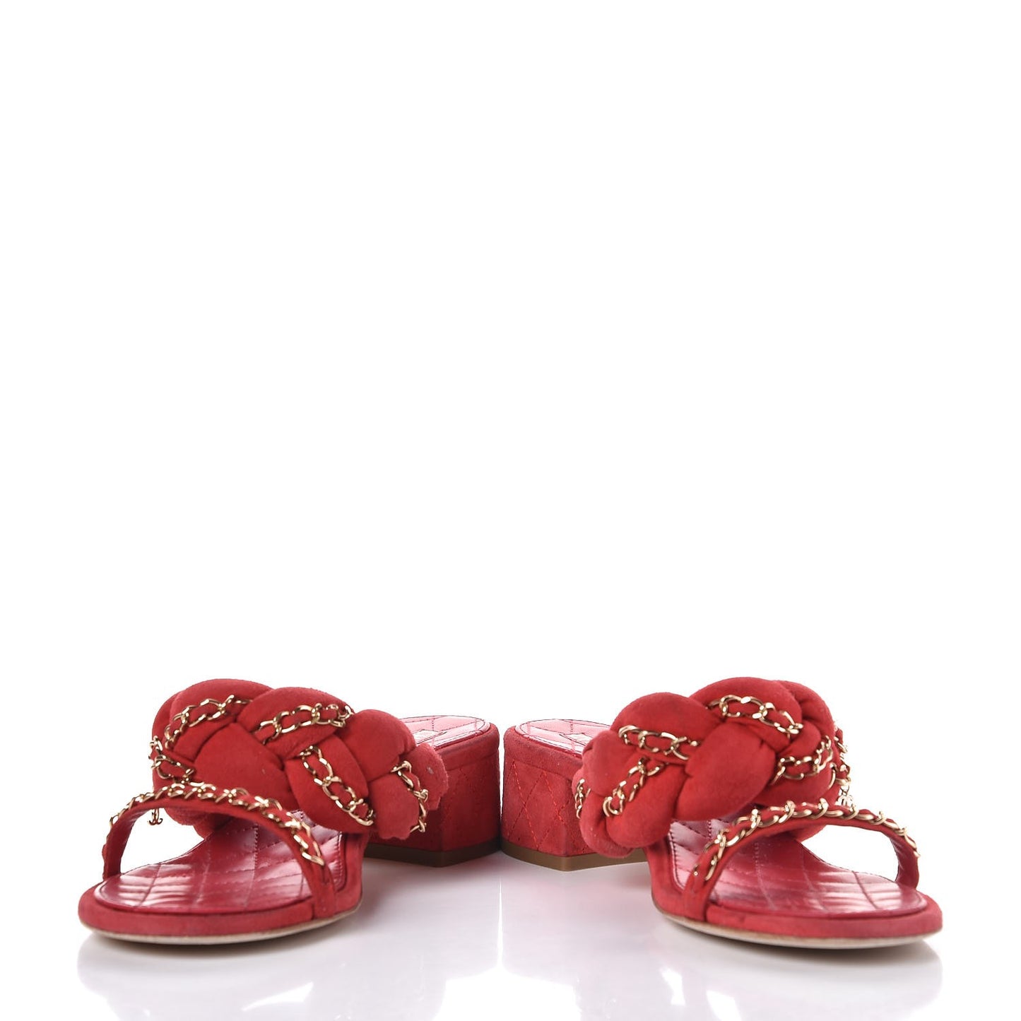 Kid Suede Chain Braided Sandals 38.5 Red