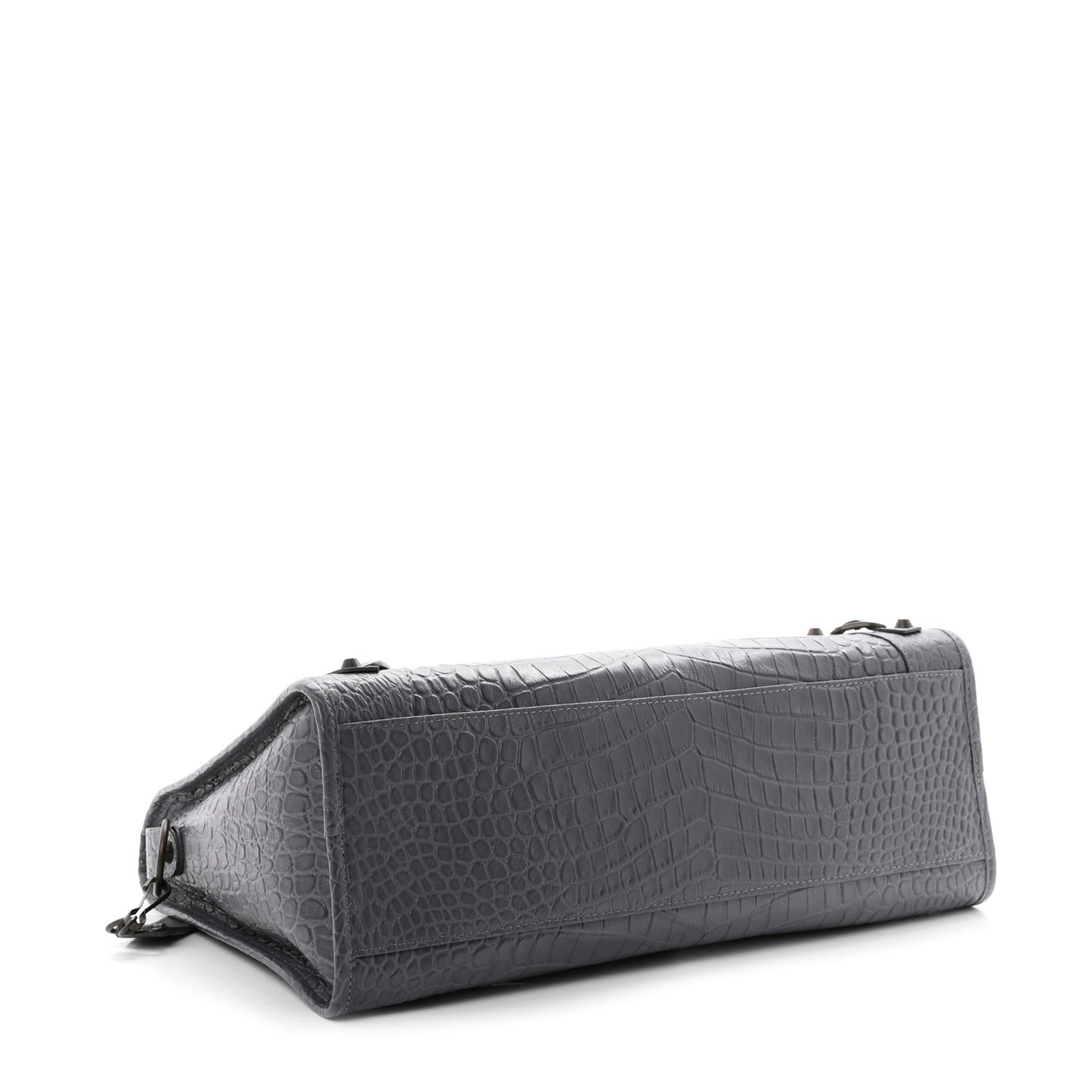 Calfskin Crocodile Embossed Classic Hardware City Gris Beton