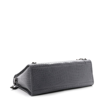 Balenciaga Calfskin Crocodile Embossed Classic Hardware City Gris Beton 5 of 11