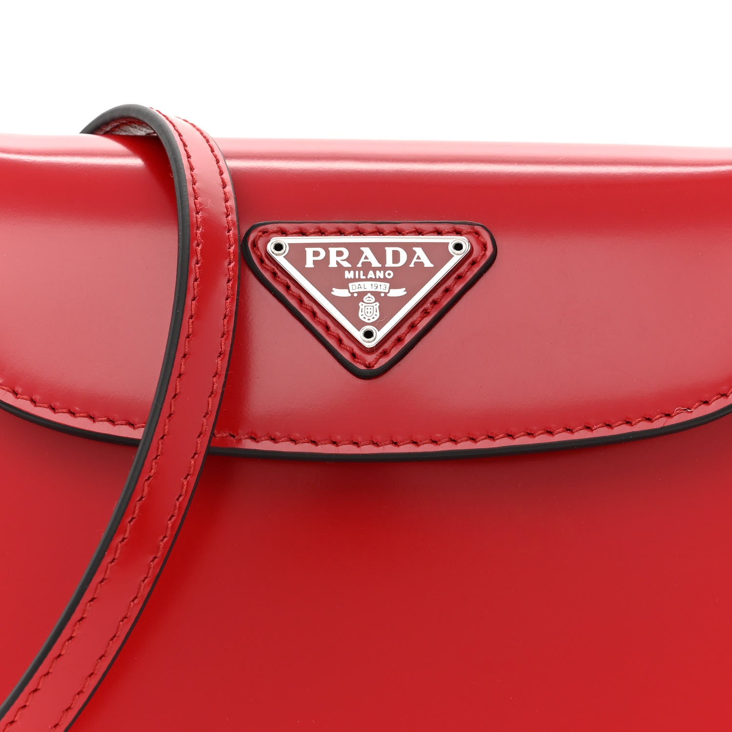 Prada Spazzolato Mini Cleo Flap Adjustable Strap Shoulder Bag Scarlatto Black 8 of 11