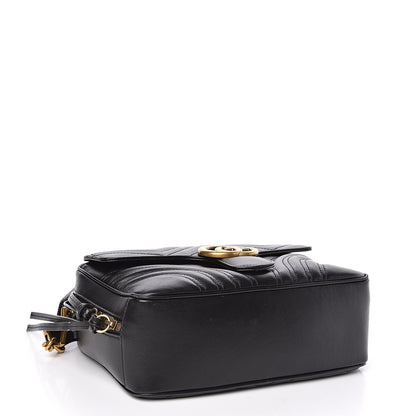 Gucci Calfskin Matelasse Sylvie Web Small GG Marmont Top Handle Shoulder Bag Black 4 of 11