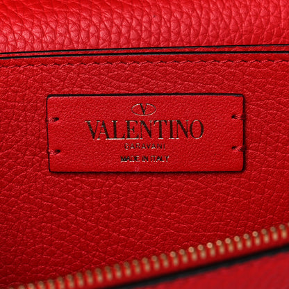 Valentino Garavani Pebbled Calfskin Rockstud Flap Wallet On Chain Rouge Pur 6 of 15
