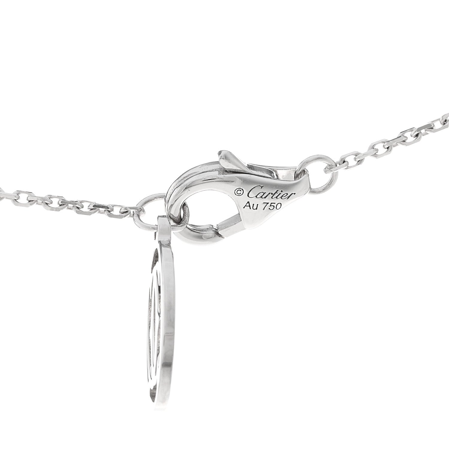 Cartier 18K White Gold Diamond .71ct C De Cartier Pendant Necklace 4 of 5