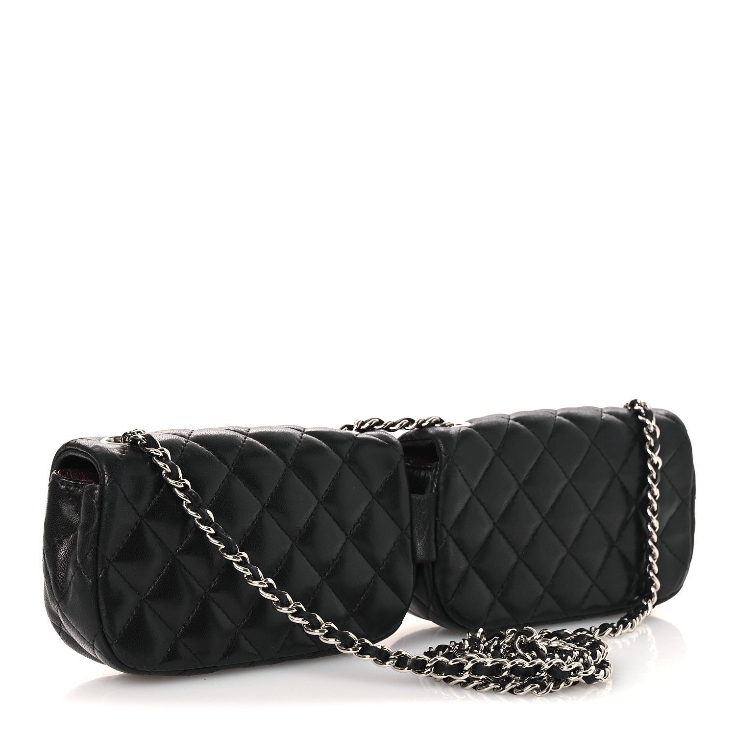 Chanel Lambskin Quilted Double Mini Flap Crossbody Black 2 of 11