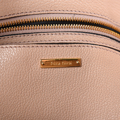 Miu Miu Goatskin Madras Zip Tote Black 6 of 10