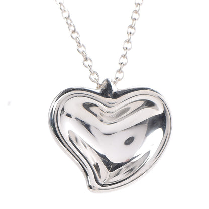 Tiffany Sterling Silver Elsa Peretti Full Heart Pendant Necklace 4 of 10