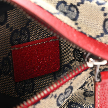 Gucci GG Monogram Web Double Pocket Belt Bag Navy Red 5 of 9