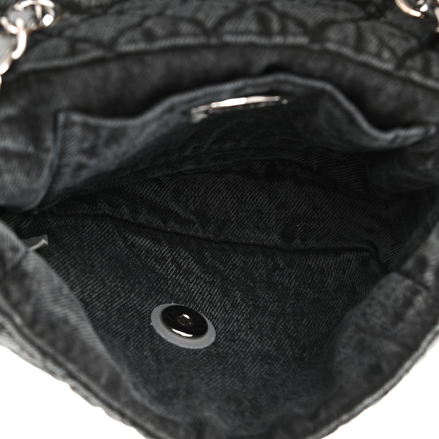 Washed Denim Quilted Small Denimpression Flap Grey Black