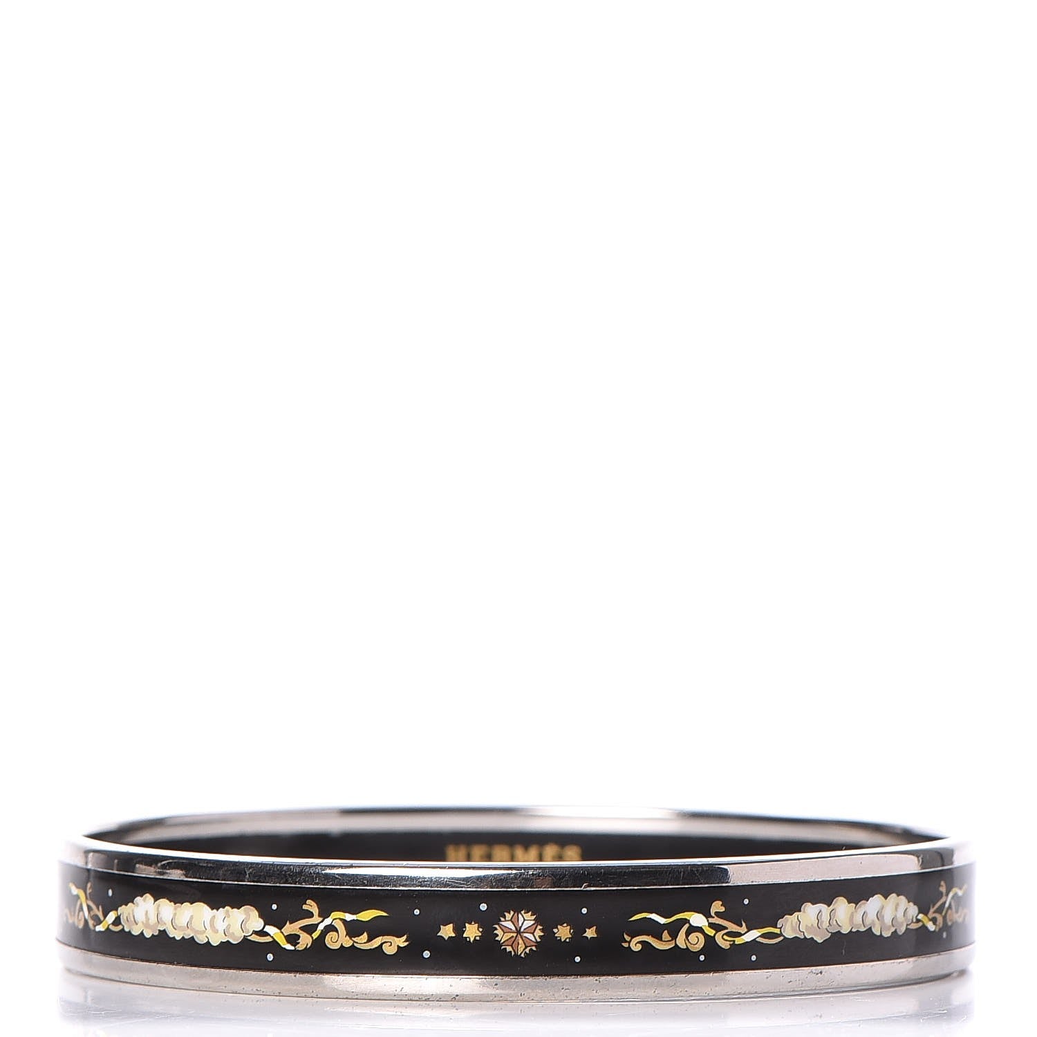 Hermes Enamel Printed Celestial Mythology Narrow Bracelet 70 Black 1 of 5