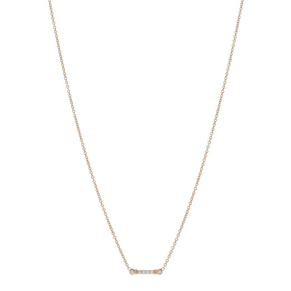 Tiffany 18K Rose Gold Diamond Fleur De Lis Key Bar Pendant Necklace 1 of 4