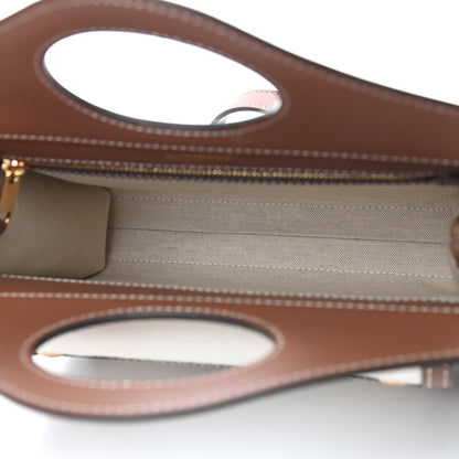 Burberry Canvas Smooth Calfskin Two Tone Mini Pocket Bag Natural Malt Brown 5 of 9
