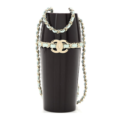 Chanel Lucite Lipstick Case On Chain Burgundy Blue 1 of 9