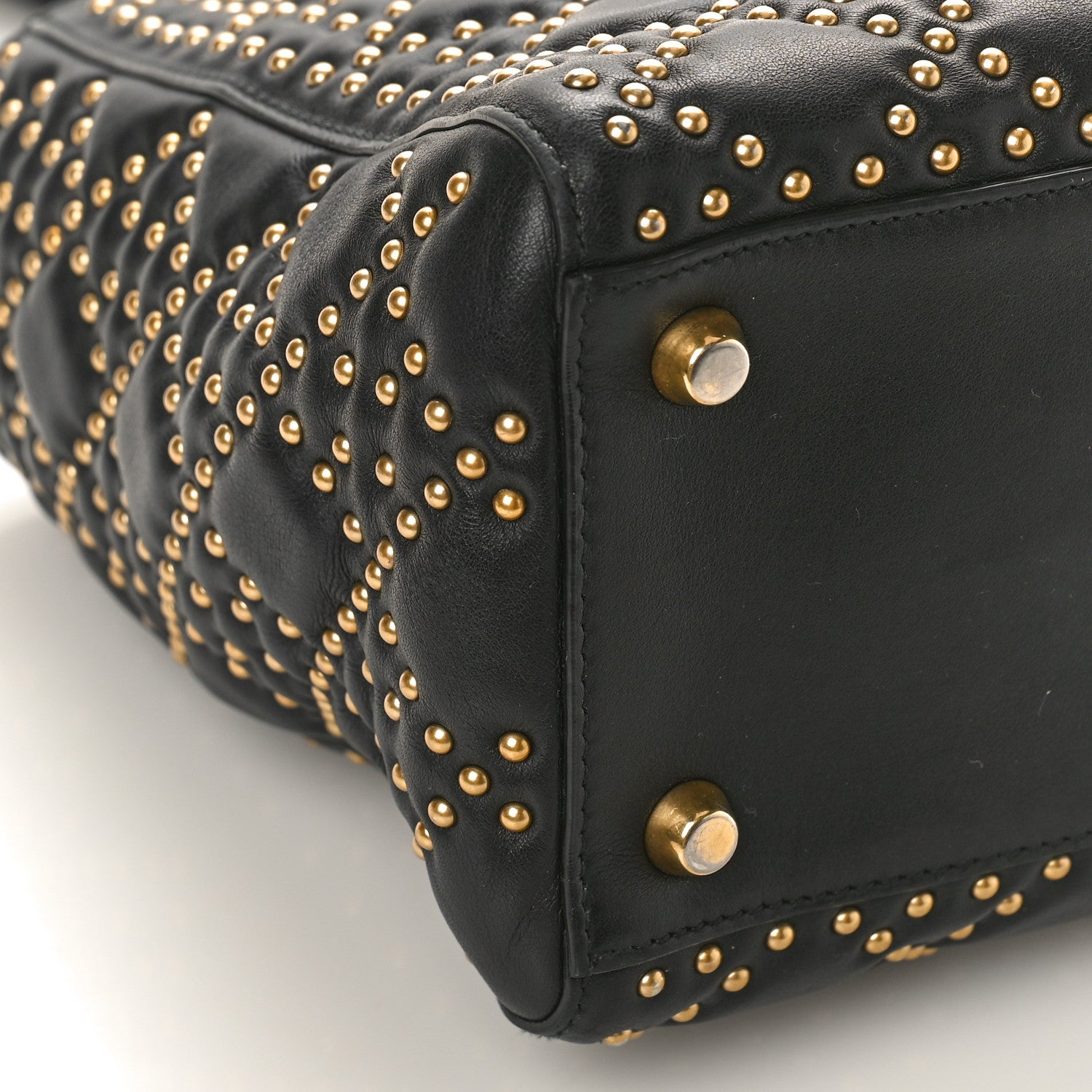 Christian Dior Calfskin Cannage Studded Medium Supple Lady Dior Black 7 of 8