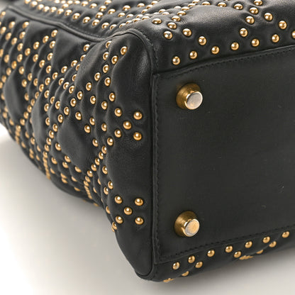 Christian Dior Calfskin Cannage Studded Medium Supple Lady Dior Black 7 of 8