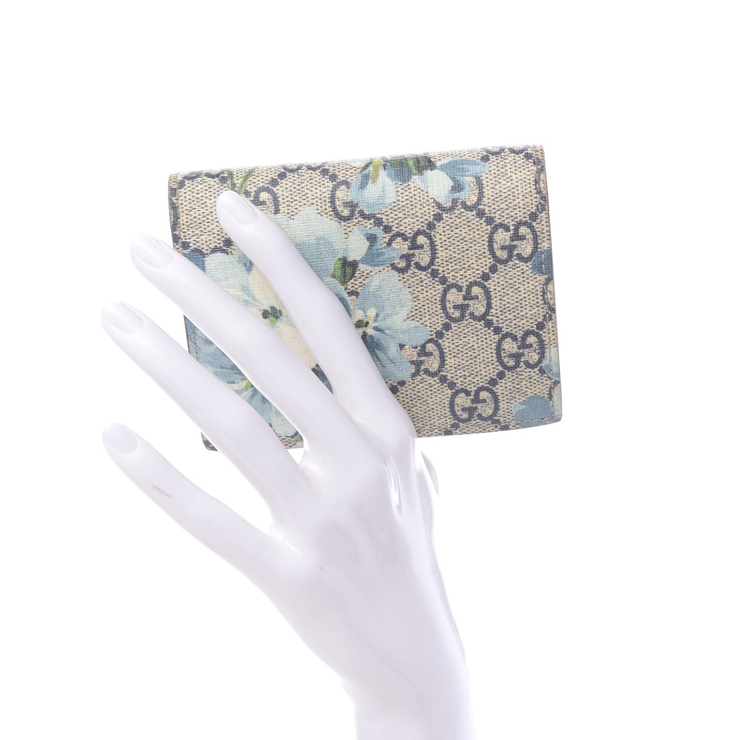 GG Supreme Monogram Blooms Card Case Beige Blue Navy Hibiscus Red