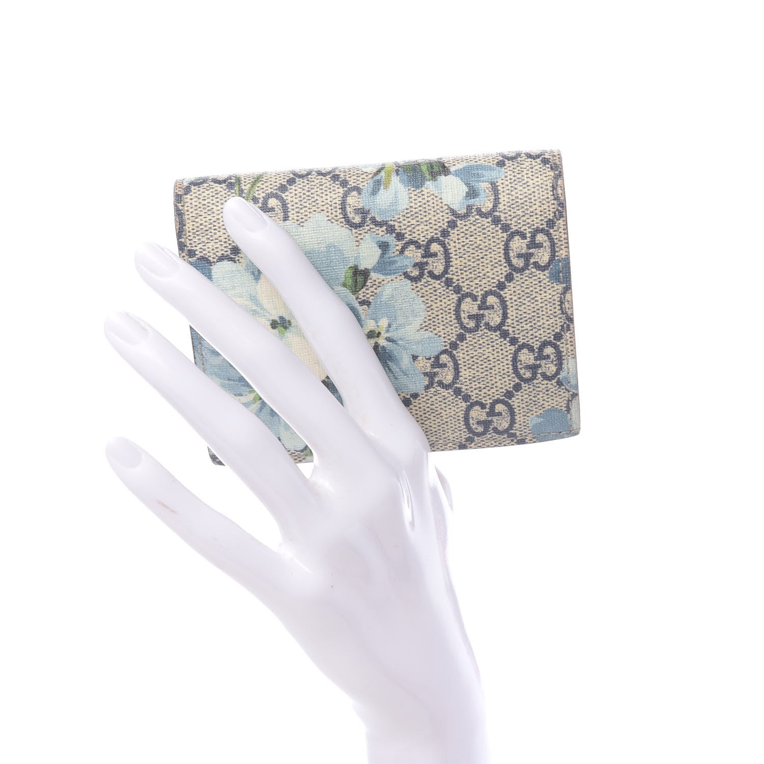 Gucci GG Supreme Monogram Blooms Card Case Beige Blue Navy Hibiscus Red 2 of 7
