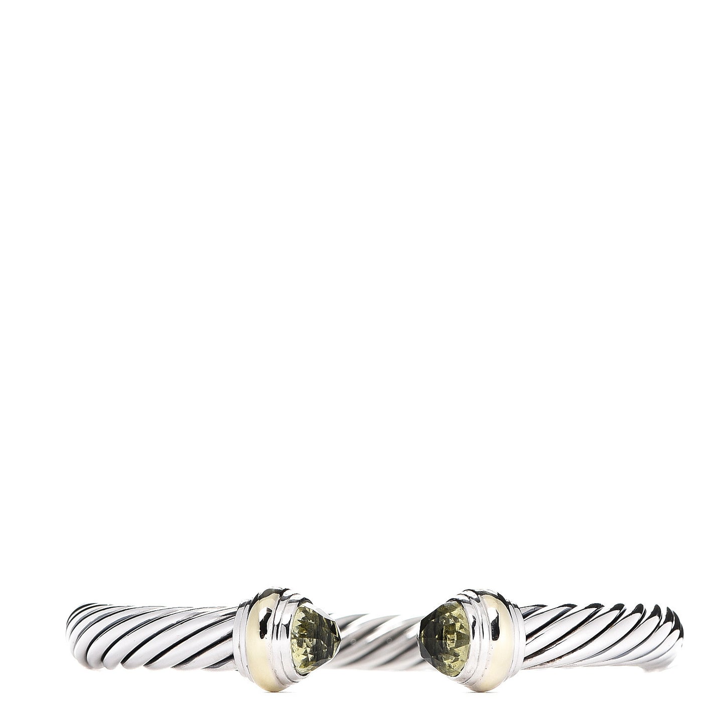 Sterling Silver 14K Yellow Gold Peridot 7mm Cable Classics Bracelet