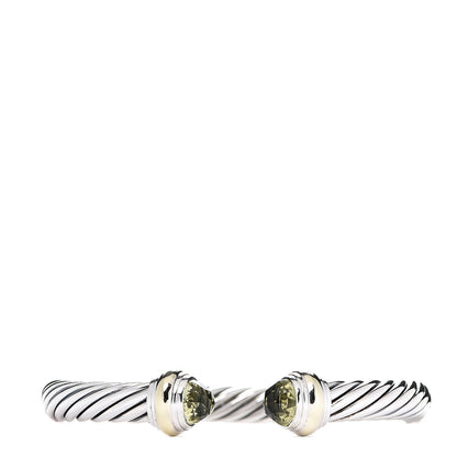 David Yurman Sterling Silver 14K Yellow Gold Peridot 7mm Cable Classics Bracelet 1 of 3