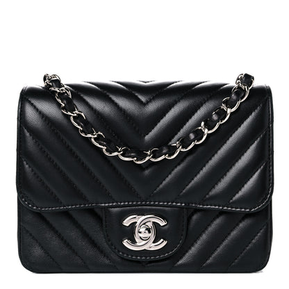 Chanel Lambskin Chevron Quilted Mini Square Flap Black 1 of 14