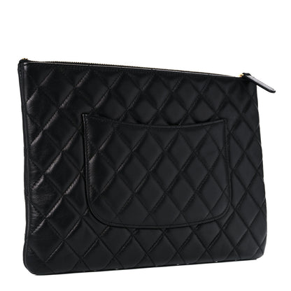 Chanel Lambskin Quilted Egyptian Amulet Zipped Pouch Black 3 of 10