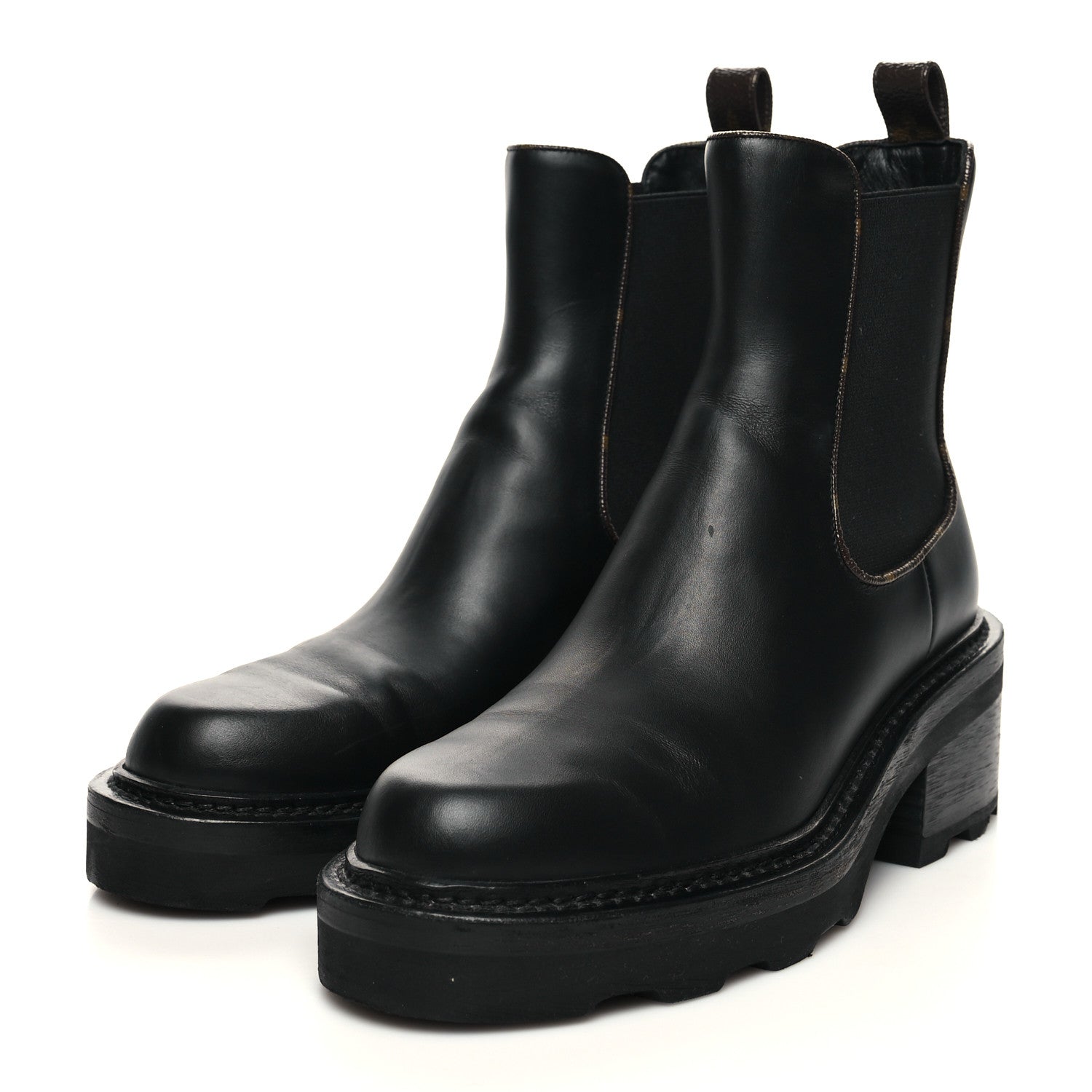 Louis Vuitton Calfskin Monogram Beaubourg Ankle Boots 38 Black 3 of 9