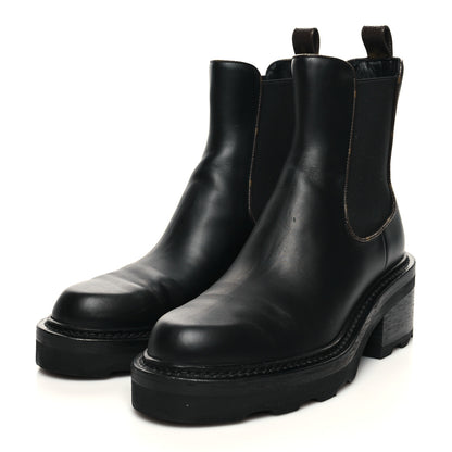 Louis Vuitton Calfskin Monogram Beaubourg Ankle Boots 38 Black 3 of 9