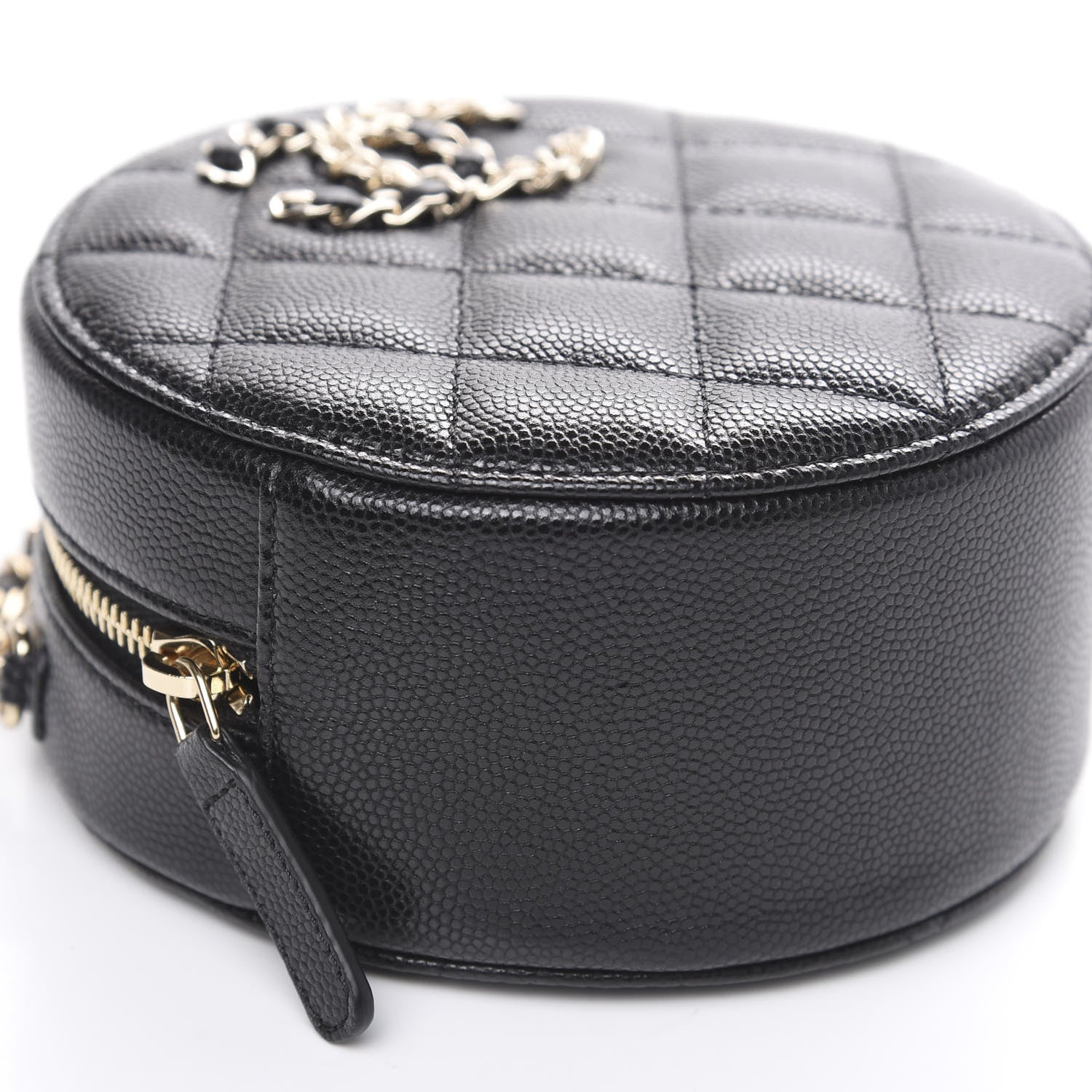 Chanel Caviar Quilted French New Wave Round Clutch With Chain Black 6 of 9