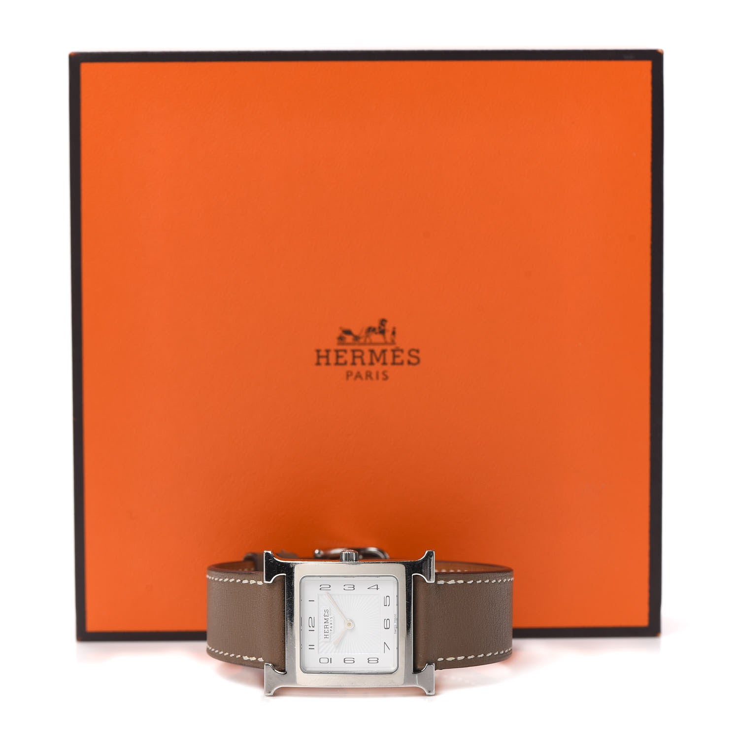 Hermes Stainless Steel Swift 26mm Heure H Hour Quartz Watch Etoupe 5 of 5