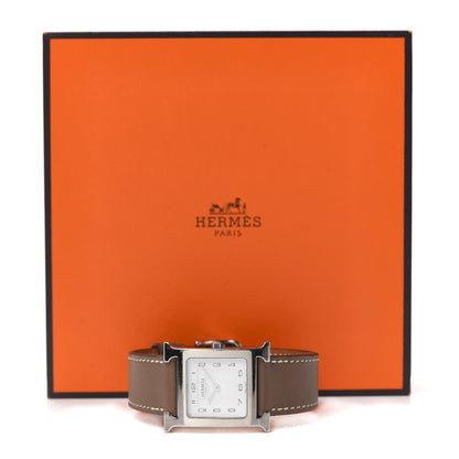 Hermes Stainless Steel Swift 26mm Heure H Hour Quartz Watch Etoupe 5 of 5