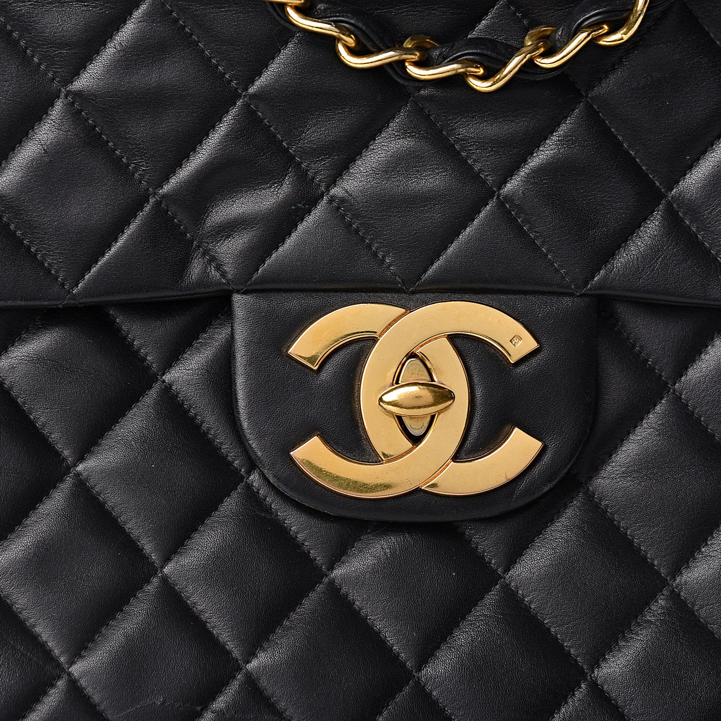 Lambskin Quilted XL Jumbo Single Flap Black