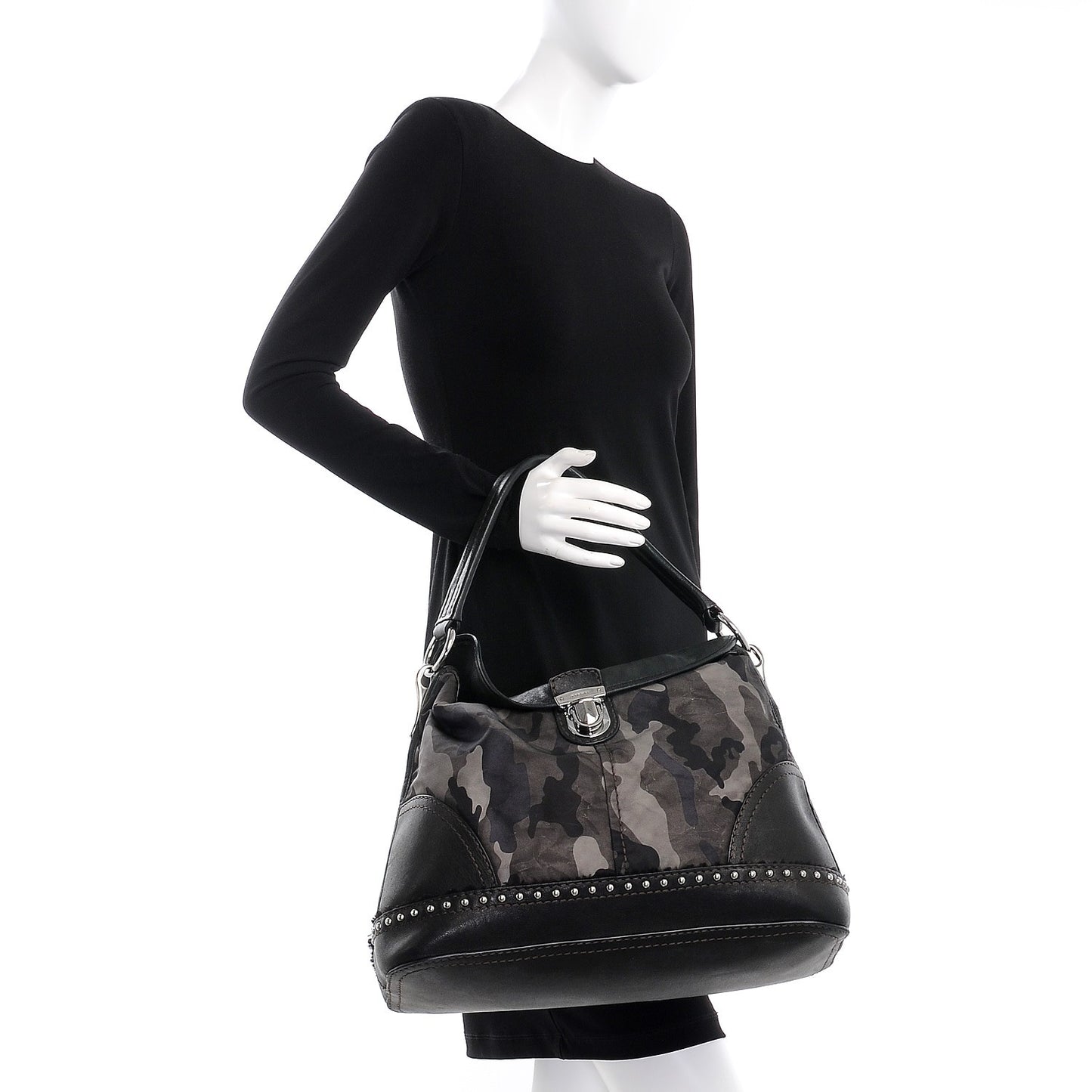 Tessuto Camouflage Flap Shoulder Bag Fumo