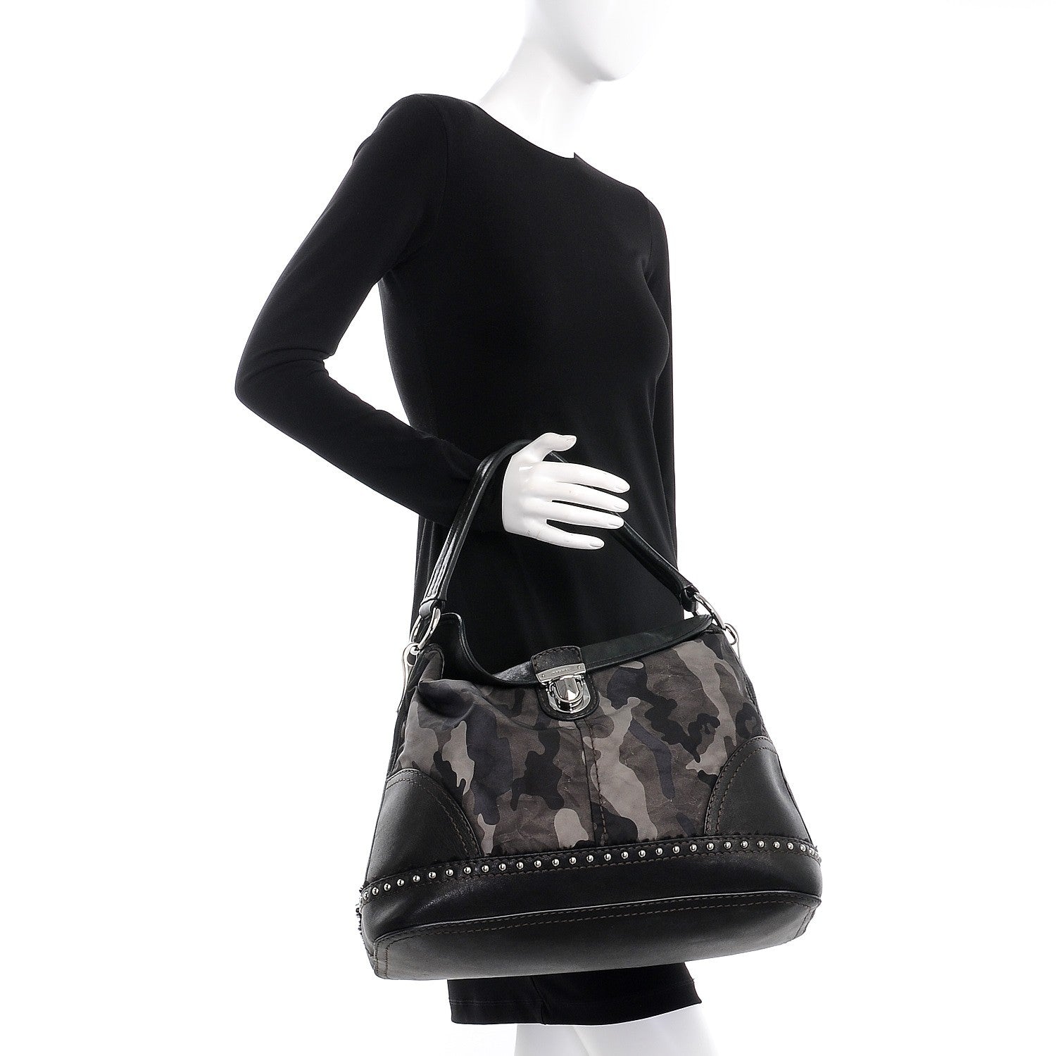 Prada Tessuto Camouflage Flap Shoulder Bag Fumo 2 of 8