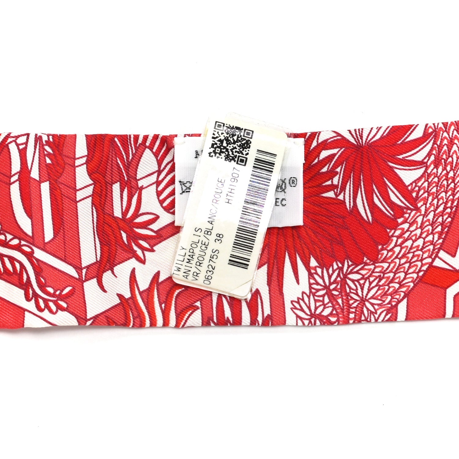 Hermes Silk Animapolis Twilly Rouge White 4 of 4